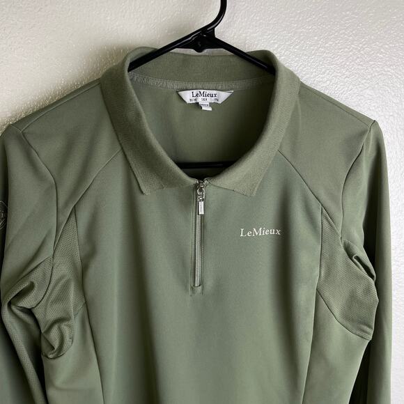 Le Mieux Long Sleeve Shirt US 4 Womens 1/4 Zip Green Collared Polo Equestrian - Picture 3 of 11